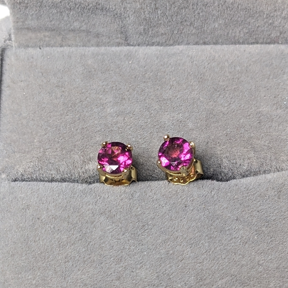 Silver 1ctw Raspberry Rhodolite Natural Garnet Earrings 925 18K Gold Plated New